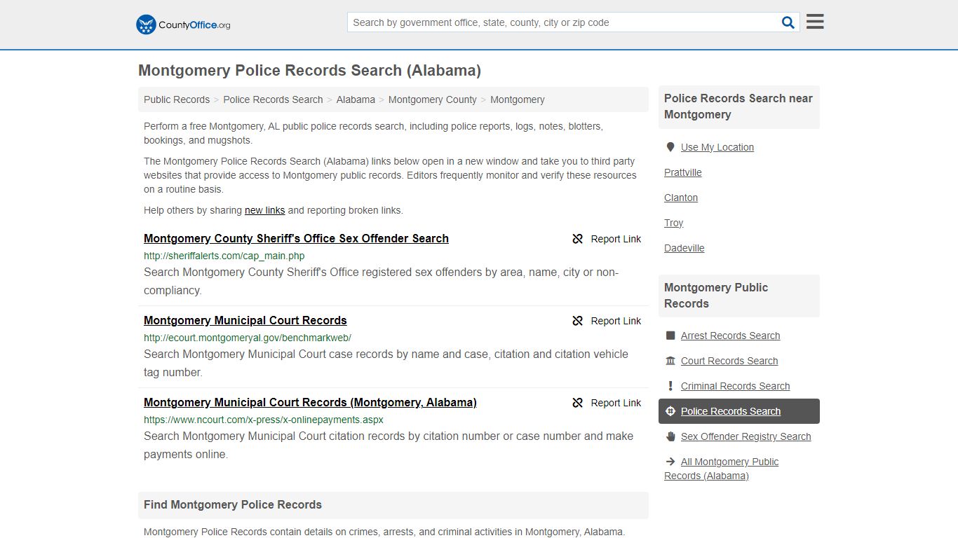 Montgomery, AL (Accidents & Arrest Records) - County Office